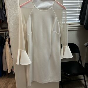 Elegant White Dress with Flared Sleeves
